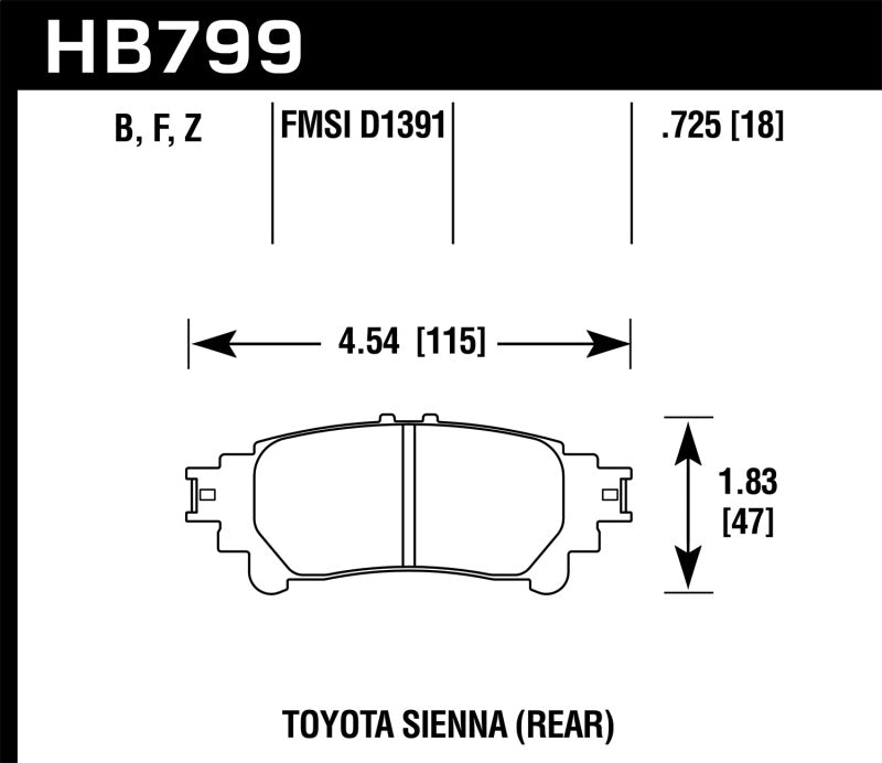 Hawk 14-16 Toyota Highlander Performance Ceramic Street Rear Brake Pads Brake Pads - Performance Hawk Performance