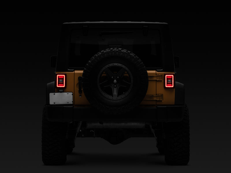 Raxiom 07-18 Jeep Wrangler JK JL Style LED Tail Lights- Black Housing - Red Lens Tail Lights Raxiom
