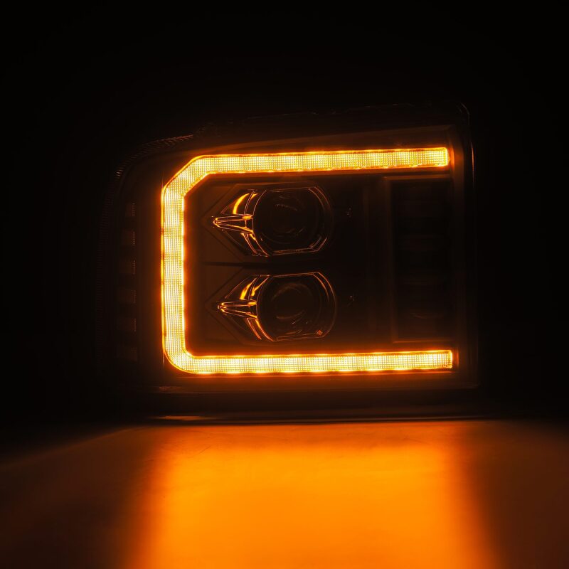 AlphaRex 05-07 Ford F250/350/450/550 Super Duty LUXX LED Proj HL Blk w/Actv Light & Seq Sig + SB DRL Headlights AlphaRex