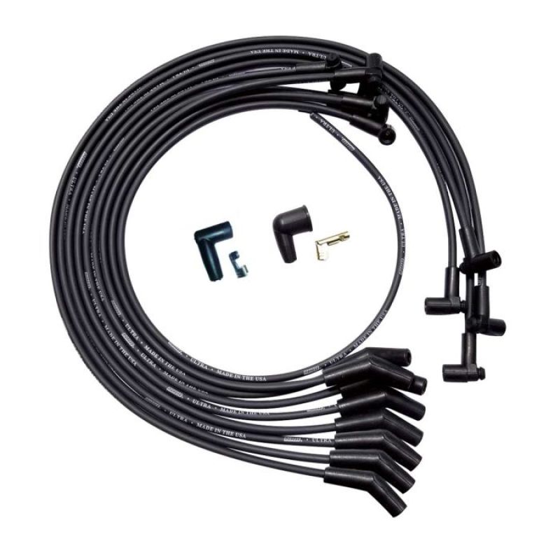 Moroso SBC Under Header Unsleeved Ultra Spark Plug Wire Set - Black Spark Plug Wire Sets Moroso