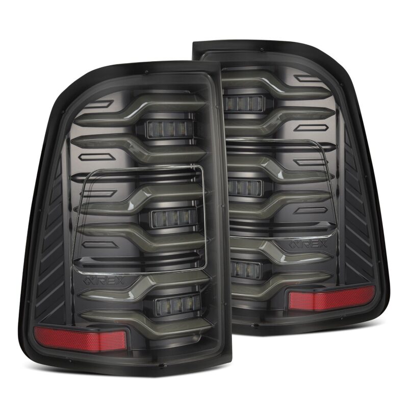 AlphaRex 19-21 Dodge Ram 1500 Luxx-Series LED Tail Lights Alpha-Black w/Activ Light/Seq Signal Tail Lights AlphaRex