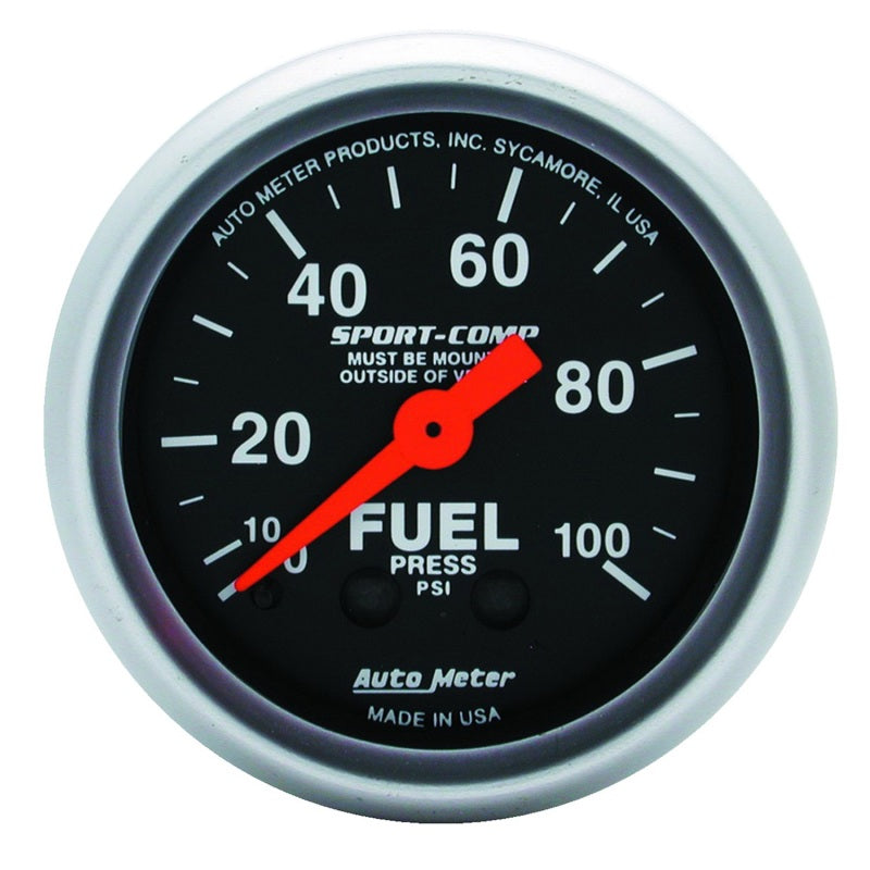 Autometer Sport-Comp 52mm 0-100 PSI Mechanical Fuel Pressure Gauge Gauges AutoMeter