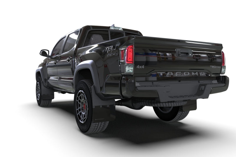 Rally Armor 16-23 Toyota Tacoma Gen 3 Black Mud Flap w/Metallic Black Logo Mud Flaps Rally Armor
