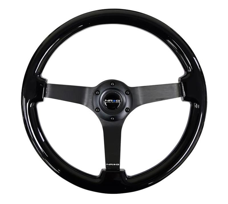 NRG Reinforced Steering Wheel Classic Wood Grain (350mm / 3in. Deep) Matte Black Solid 3-Spoke Steering Wheels NRG