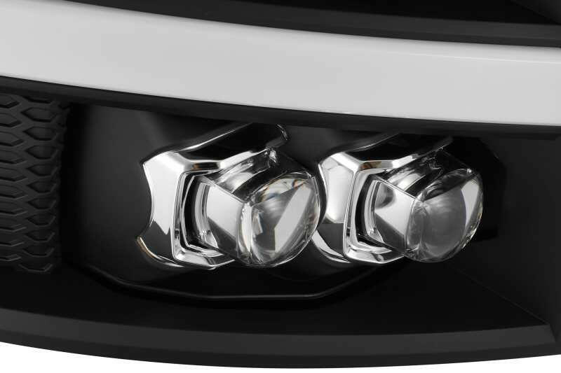 AlphaRex 07-13 Chevy 1500HD(NewBody) NOVA LED Proj Headlight Plank Sty Glos Blk w/Activ Lite/Seq Sig Headlights AlphaRex
