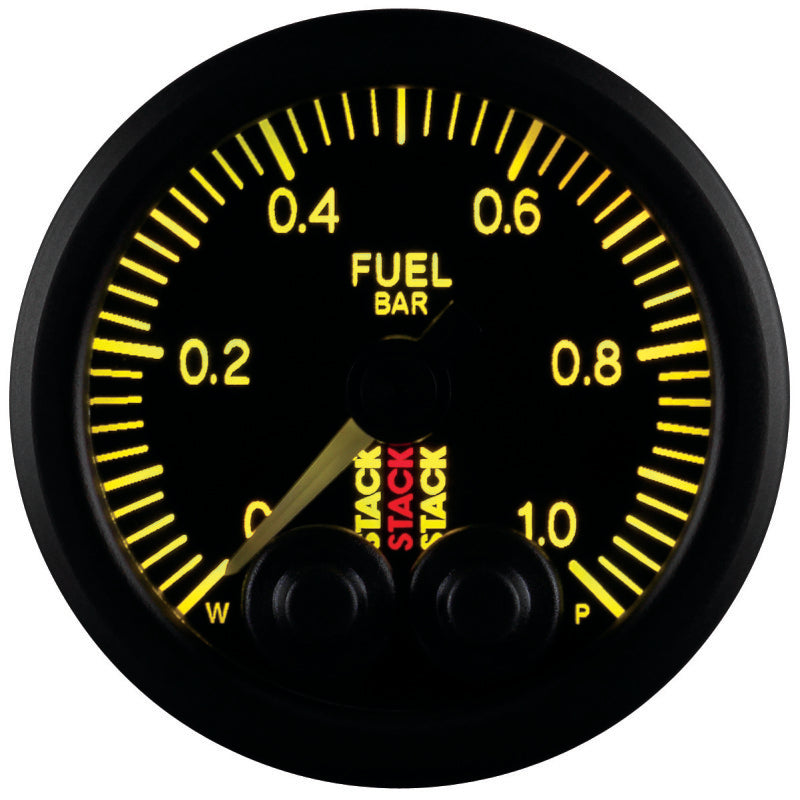 Autometer Stack 52mm 0-1 Bar M10 Male Pro-Control Fuel Pressure Gauge - Black Gauges AutoMeter