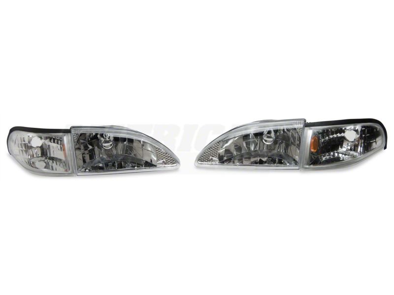 Raxiom 94-98 Ford Mustang Axial Series Cobra Style Headlights- Chrome Housing (Clear Lens) Headlights Raxiom