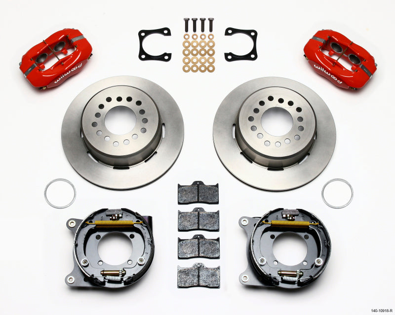 Wilwood Forged Dynalite P/S Park Brake Kit Red Chevy 12 Bolt-Spec 3.15in Bearing Staggered mt Big Brake Kits Wilwood