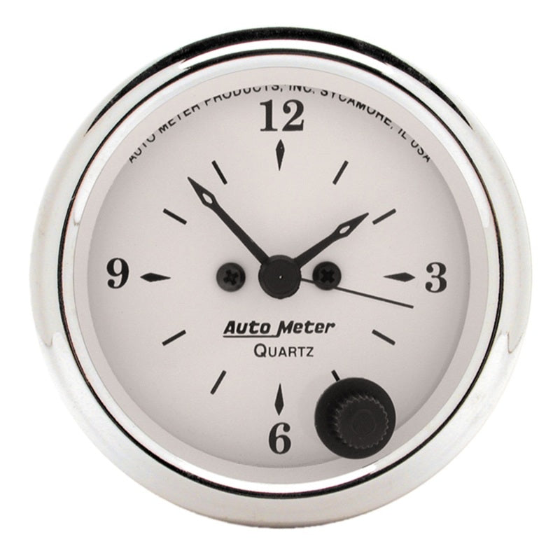 AutoMeter Gauge Clock 2-1/16in. 12HR Analog Old Tyme White Gauges AutoMeter