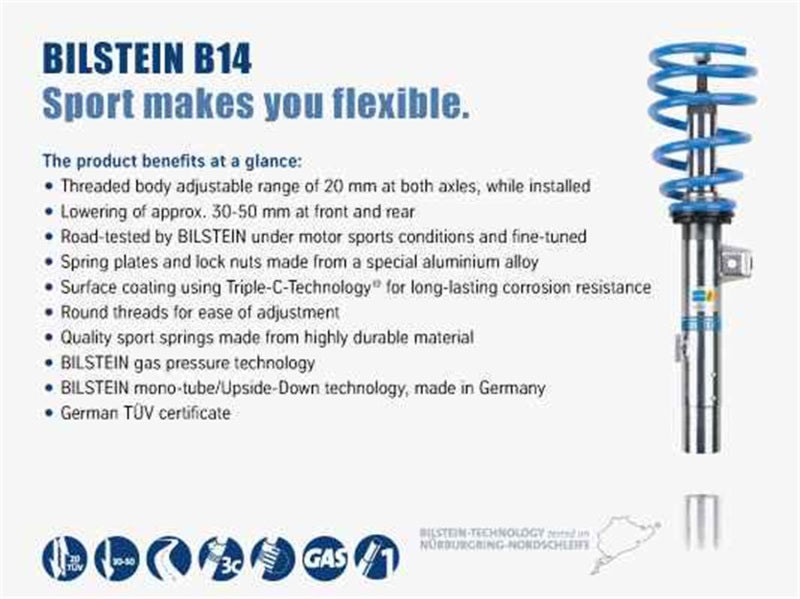 Bilstein B14 (PSS) 2016 Audi TT Quattro Suspension Kit Coilovers Bilstein