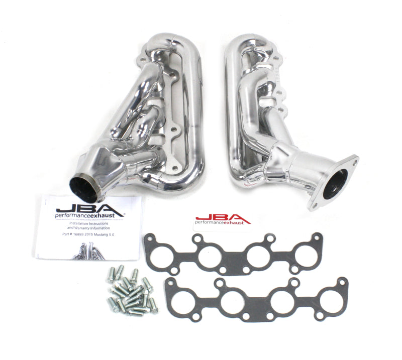 JBA 15-20 Ford Mustang 5.0L 1-3/4in Stainless Steel Silver Ceramic Shorty Header Headers & Manifolds JBA