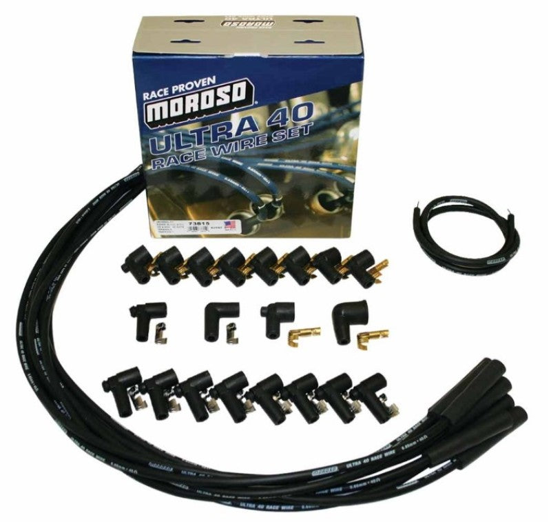 Moroso Universal Ignition Wire Set - Ultra 40 - Unsleeved - Straight - Black Spark Plug Wire Sets Moroso