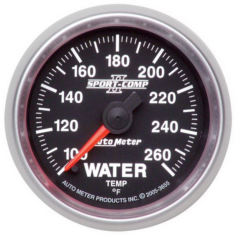 Autometer Sport-Comp II 52.4mm 100-260 Deg. F Water Temprature Gauge Gauges AutoMeter