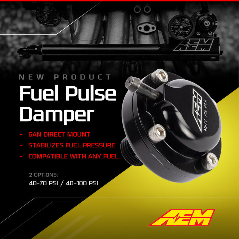 AEM AN6 ORB 40-70psi Fuel Pulse Damper Fuel Pressure Regulators AEM