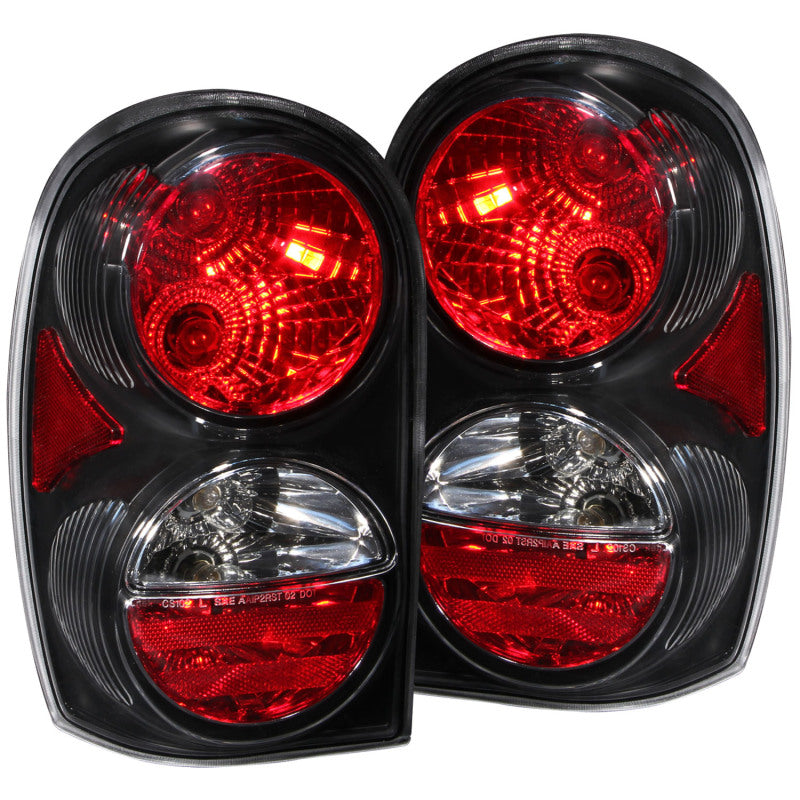 ANZO 2002-2007 Jeep Liberty Taillights Black Tail Lights ANZO