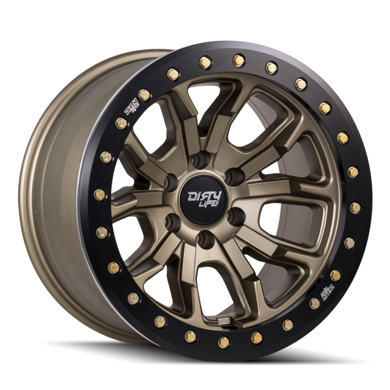 Dirty Life 9303 DT-1 17x9 / 5x127 BP / -38mm Offset / 78.1mm Hub Satin Gold Wheel - Beadlock Wheels - Cast Dirty Life