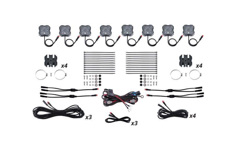 Diode Dynamics Stage Series SXS Rock Light Installer Kit - RGBW M8 (8-pack) Light Accessories and Wiring Diode Dynamics