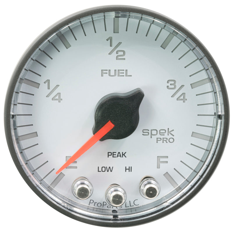 Autometer Spek-Pro Gauge Fuel Level 2 1/16in 0-270 Programmable Wht/Blk Gauges AutoMeter