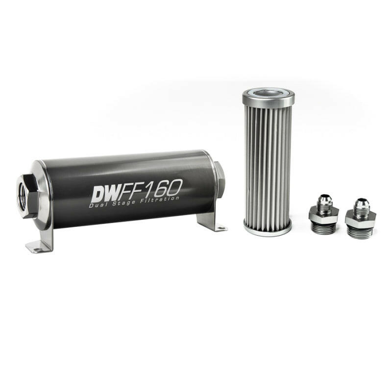 DeatschWerks Stainless Steel 6AN 5 Micron Universal Inline Fuel Filter Housing Kit (160mm) Fuel Filters DeatschWerks