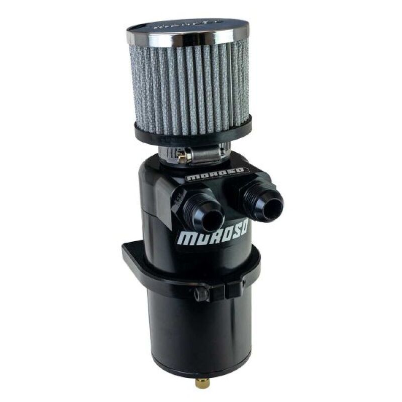 Moroso Dual Inlet -10AN Billet Breather Tank Catch Can - Black Oil Catch Cans Moroso