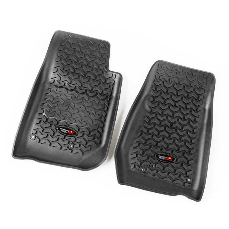 Rugged Ridge Floor Liner Front Black 2007-2018 Jeep Wrangler Unlimited JK 4 Dr Floor Mats - Rubber Rugged Ridge