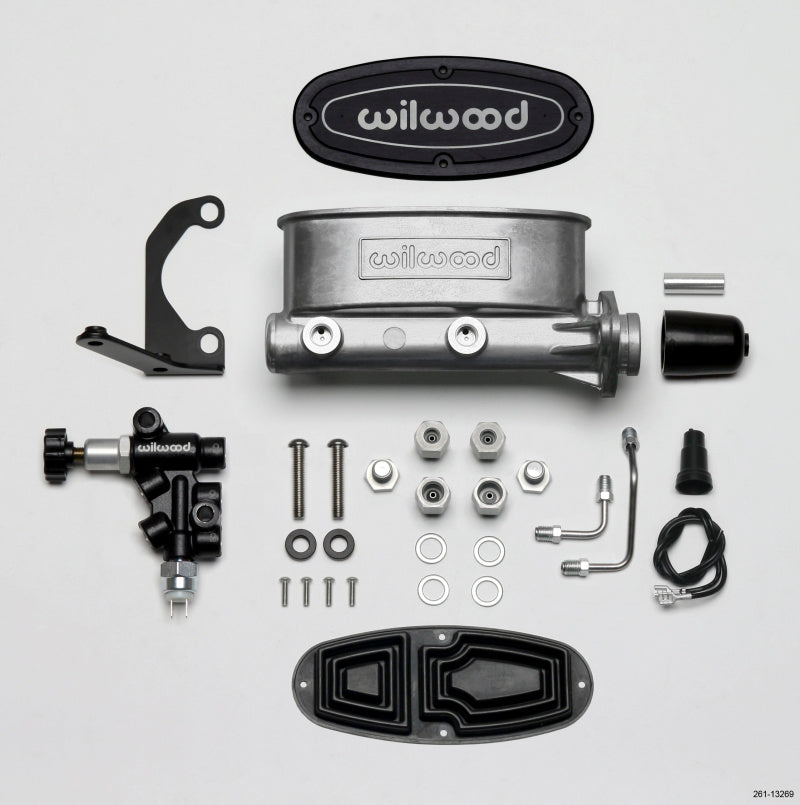 Wilwood HV Tandem M/C Kit w L/H Bracket & Prop Valve - 1in Bore Brake Master Cylinder Wilwood