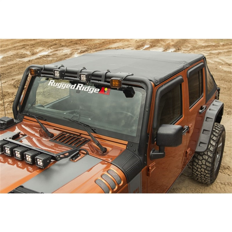 Rugged Ridge Bowless Soft Top Black Diamond 4-Door 07-18 Jeep Wrangler JK Soft Tops Rugged Ridge