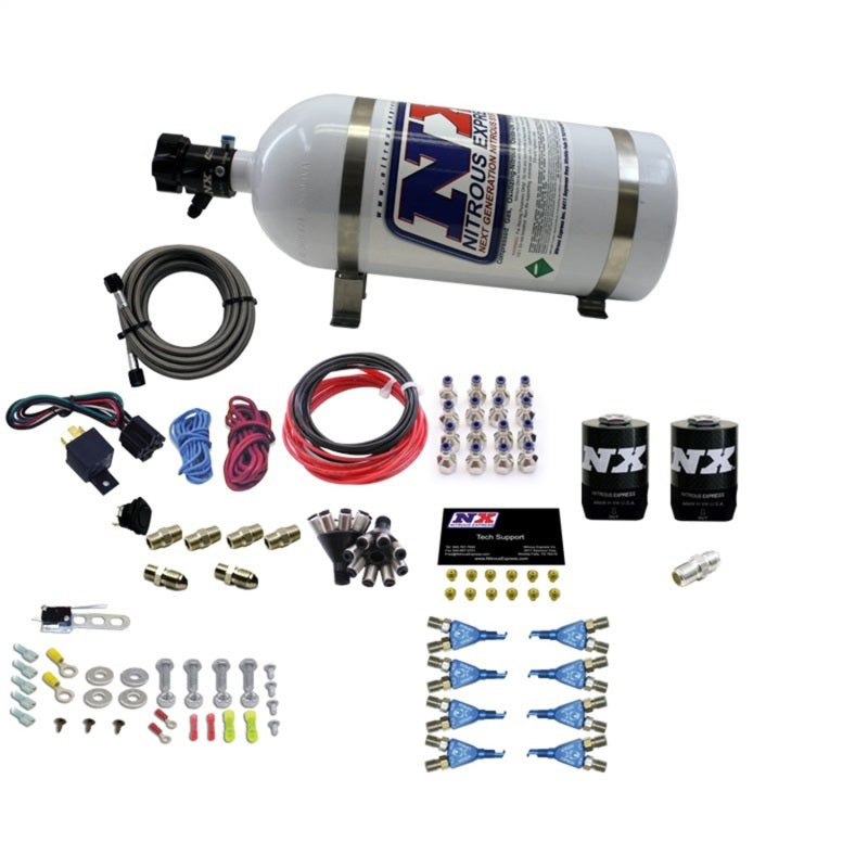Nitrous Express 8 Cyl Soft Line Shark Rail Nitrous Kit w/10lb Bottle Pushloc Nitrous Systems Nitrous Express