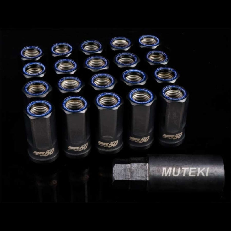 Wheel Mate Muteki HR50 Open End Lug Nuts - Black w/ Blue Ring 14x1.50 Lug Nuts Wheel Mate