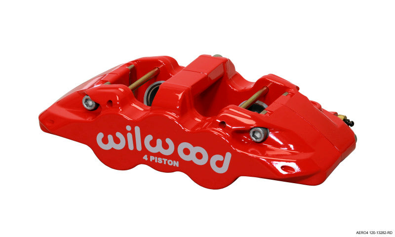 Wilwood Caliper-Aero4-L/H - Red 1.62/1.38in Pistons 1.25in Disc Brake Calipers - Perf Wilwood