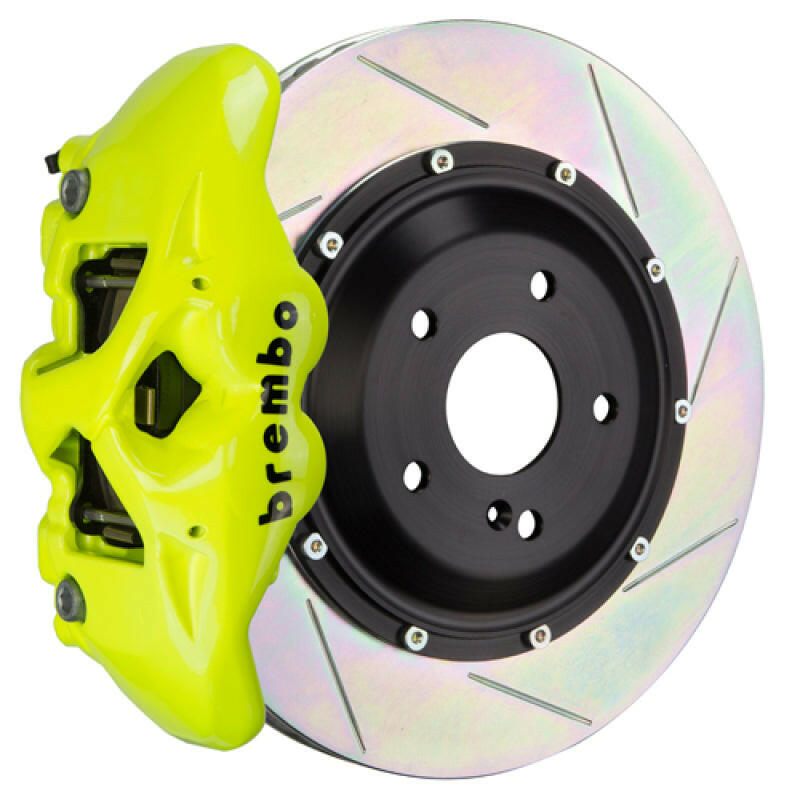 Brembo 09-16 Panamera/S/4S/Turbo Rr GT BBK 4 Pist Cast 380x28 2pc Rotor Slotted Type1-Fluo. Yellow Brake Kits - Performance Slot Brembo
