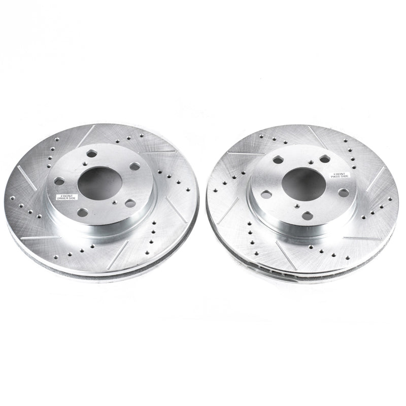 Power Stop 01-05 Toyota RAV4 Front Evolution Drilled & Slotted Rotors - Pair Brake Rotors - Slot & Drilled PowerStop
