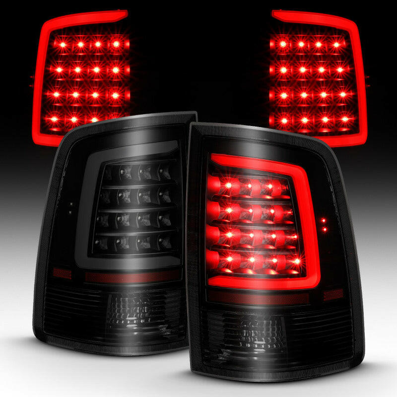 ANZO 2009-2018 Dodge Ram 1500 LED Taillight Plank Style Black w/Smoke Lens Tail Lights ANZO