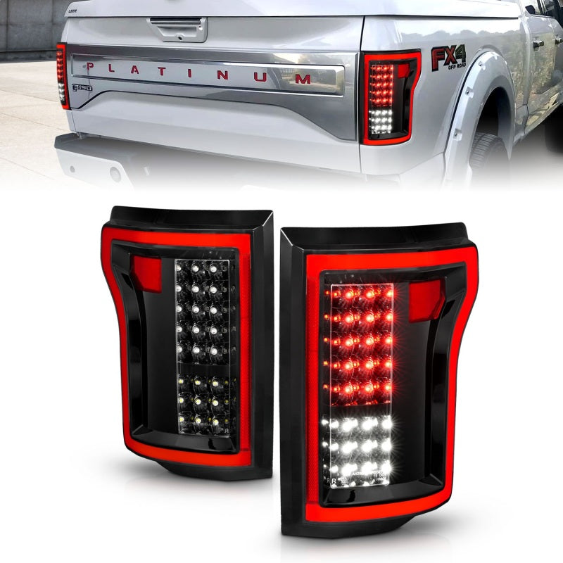 ANZO 2015-2016 Ford F-150 LED Taillights Black Tail Lights ANZO