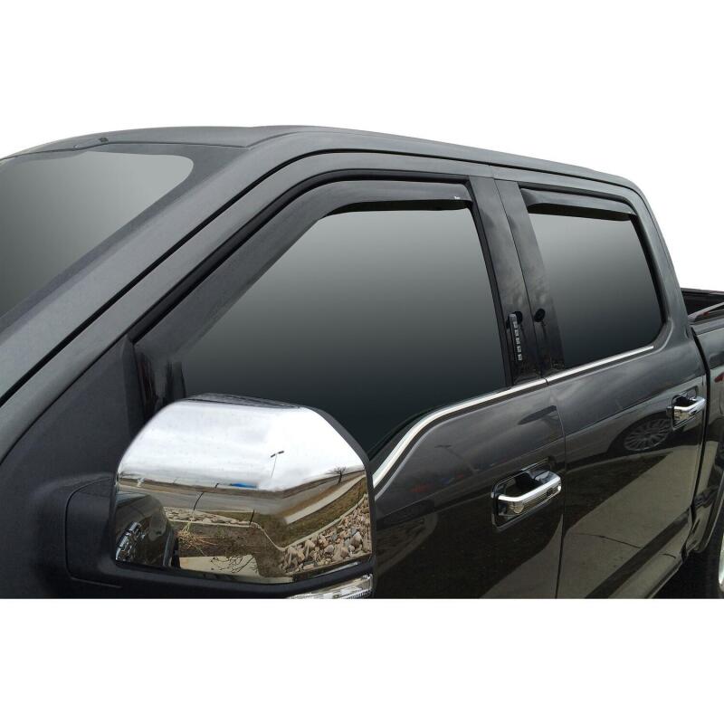 Westin 2015-2018 Ford F-150 SuperCrew Wade In-Channel Wind Deflector 4pc - Smoke Wind Deflectors Westin