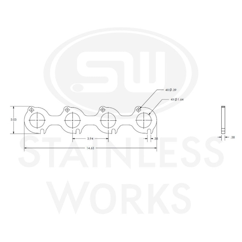 Stainless Works Small Block Ford 4.6L 2V Round Port Header 304SS Exhaust Flanges 1-5/8in Primaries Flanges Stainless Works