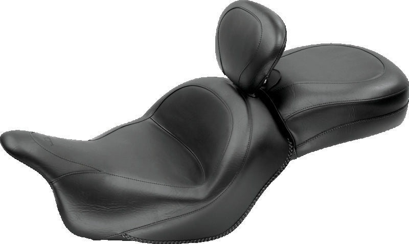 Mustang 09-13 Kawasaki Vulcan 1700 Classic Std Touring 1PC Seat w/Driver Backrest - Black One-Piece Motorcycle Seats Mustang Motorcycle