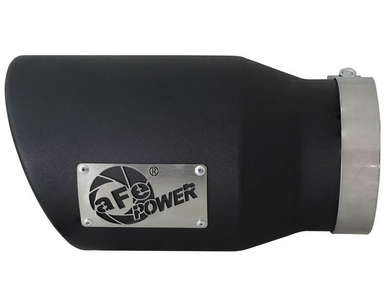 aFe MACHForce XP 5in 304 Stainless Steel Exhaust Tip 5 In x 7 Out x 12L in Bolt On Right - Black Catback aFe