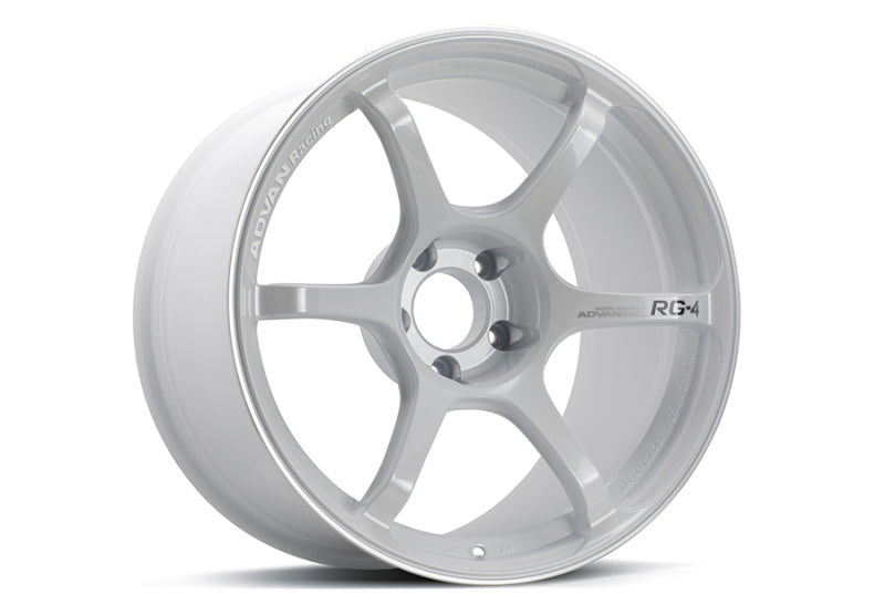 Advan RG-4 18x8 +47 5x100 Racing White Metallic and Ring Wheel Wheels - Cast Advan