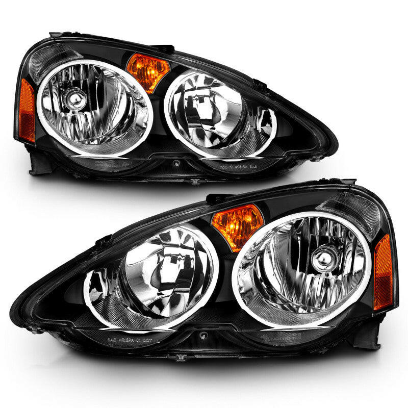 ANZO 2002-2004 Acura RSX Crystal Headlights Black Headlights ANZO