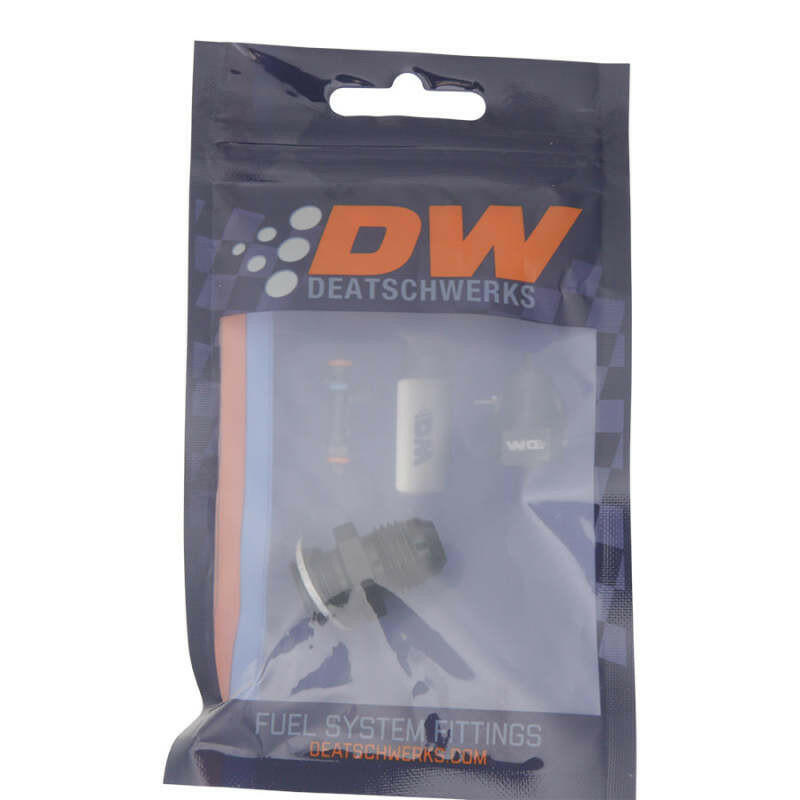 DeatschWerks 6AN Male Flare to M14 X 1.5 Male Metric Adapter (Incl Washer) - Anodized Matte Black Fittings DeatschWerks