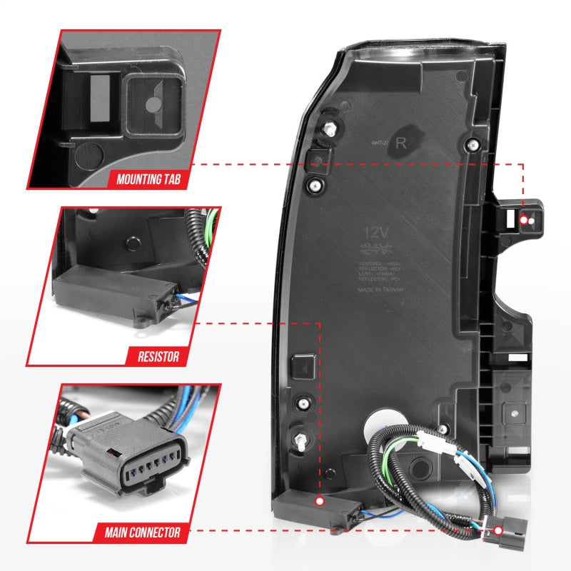 ANZO 2015-2020 Chevrolet Tahoe LED Tail Lights w/ Light Bar Black Housing Smoke Lens Tail Lights ANZO