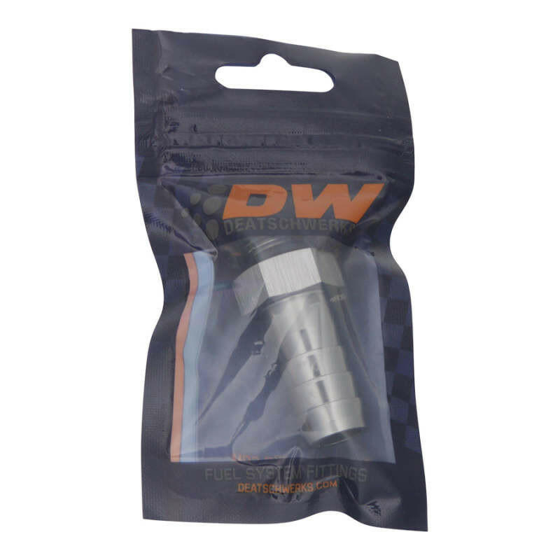 DeatschWerks 6AN ORB Male to 1/2in Male Triple Barb Fitting (Incl O-Ring) - Anodized DW Titanium Fittings DeatschWerks