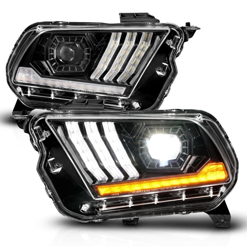 ANZO 10-14 Ford Mustang LED Projector Headlights w/Sequential Light Tube (NON HID Compatible) Headlights ANZO