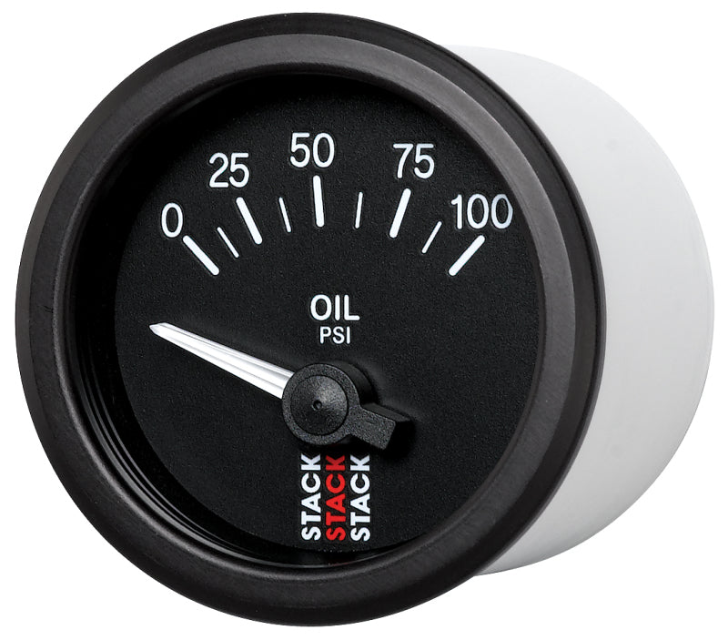 Autometer Stack Instruments 52mm 0-100 PSI 1/8in NPTF Electronic Oil Pressure Gauge - Black Gauges AutoMeter