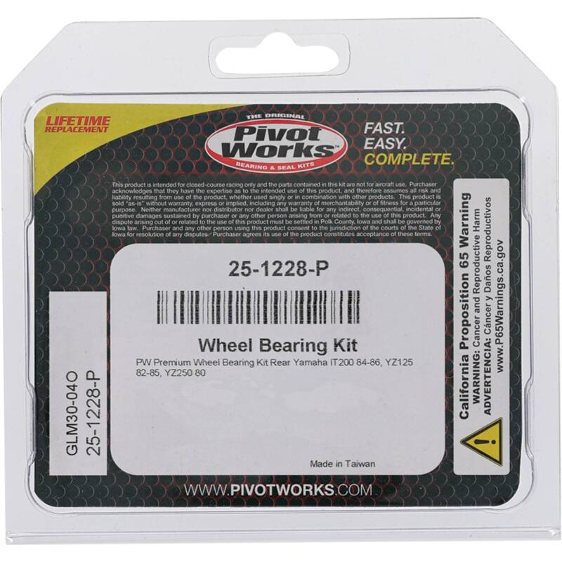 Pivot Works Yamaha Wheel Bearing Kit Premium Bearings Control Arms Pivot Works