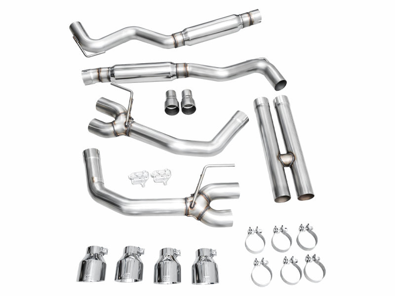 AWE 2024 Ford Mustang GT Fastback S650 RWD Track Edition Cat-Back Exhaust w/ Quad Chrome Silver Tips Catback AWE Tuning