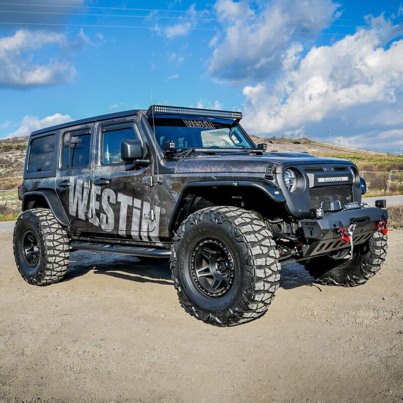 Westin 18-22 Jeep Wrangler JLU 4dr Platinum 4 Oval Nerf Step Bars - Tex. Blk Nerf Bars Westin