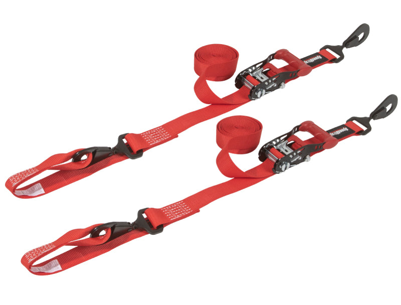 SpeedStrap 1 1/2In x 10Ft Ratchet Tie-Down w/ Soft-Tie (2 Pack) - Red Cargo Tie-Downs SpeedStrap