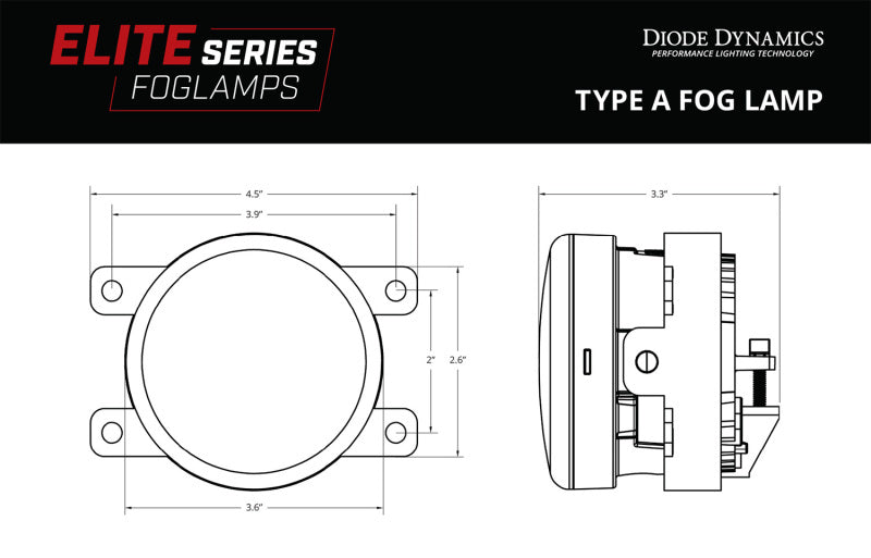 Diode Dynamics Elite Series Type A Fog Lamps - Yellow (Pair) Fog Lights Diode Dynamics